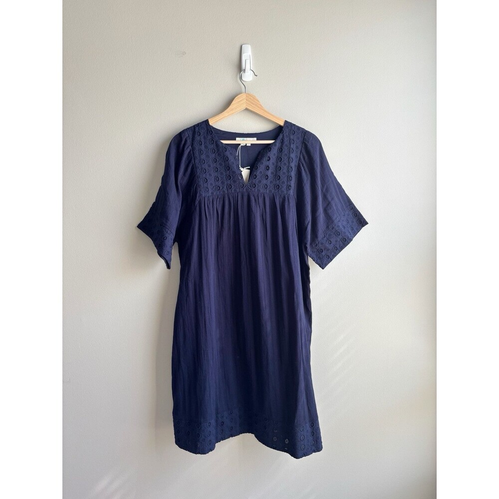 NWOT Boden Women’s Navy Blue 100% Cotton Gauze V-Neck Tunic Dress Size 10